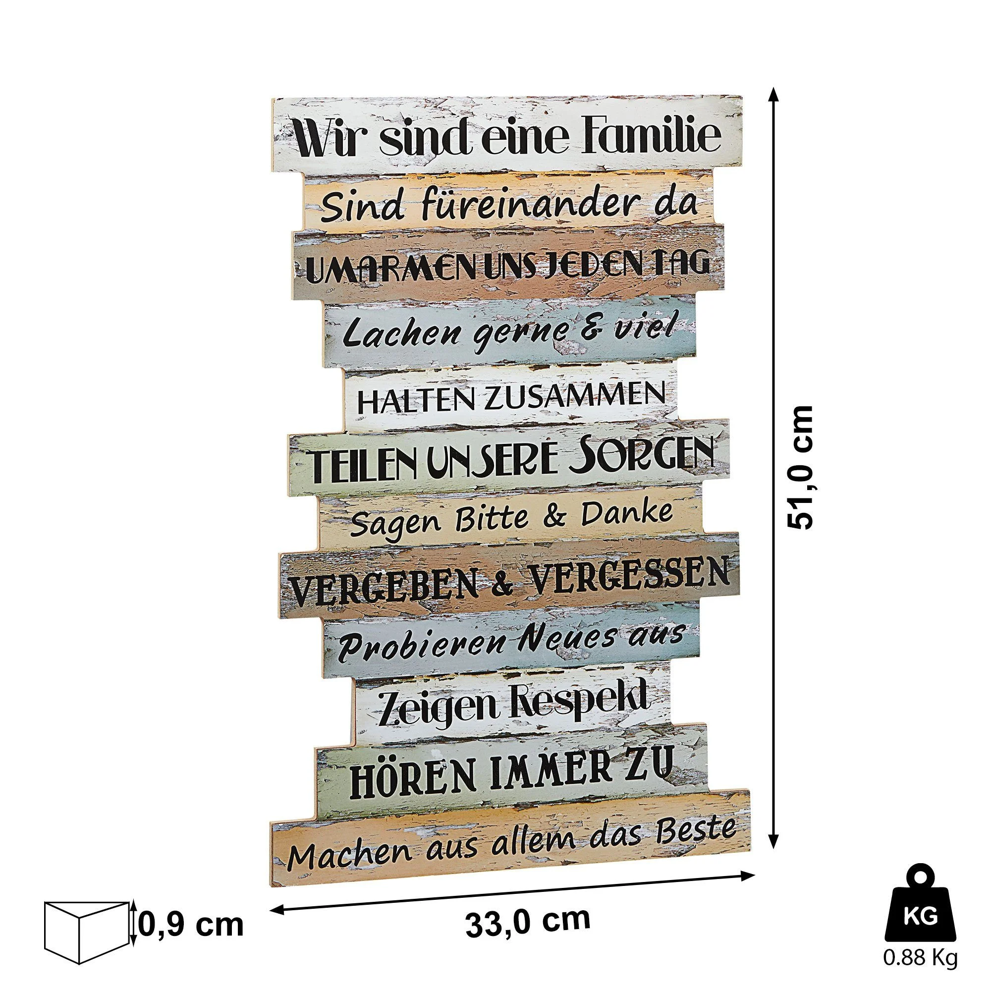 Kunstdruck Plankenschild „Familienregeln“ – CEPEWA